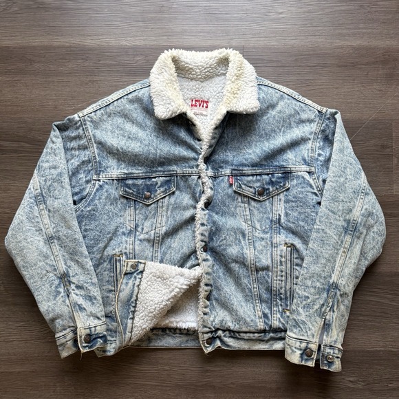 VTG Levi's Sherpa Denim Jacket San Francisco Large USA Made 80's Trucker - Picture 1 of 9
